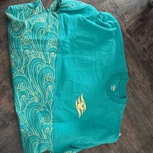 Disney Teal and Gold Wave Long Sleeve Top